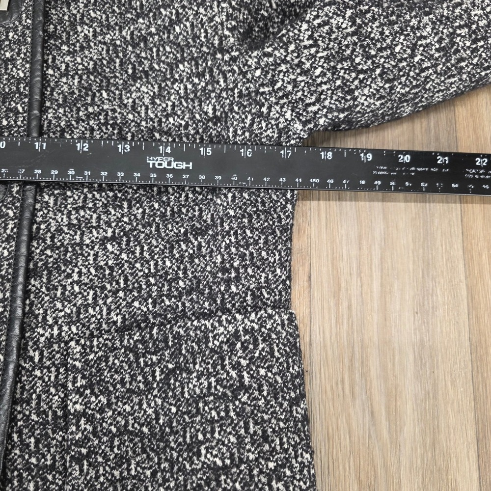 Sandro Tweed Jacket Black White Leather Trim Blazer Women‎ Size 36 - Picture 6 of 11